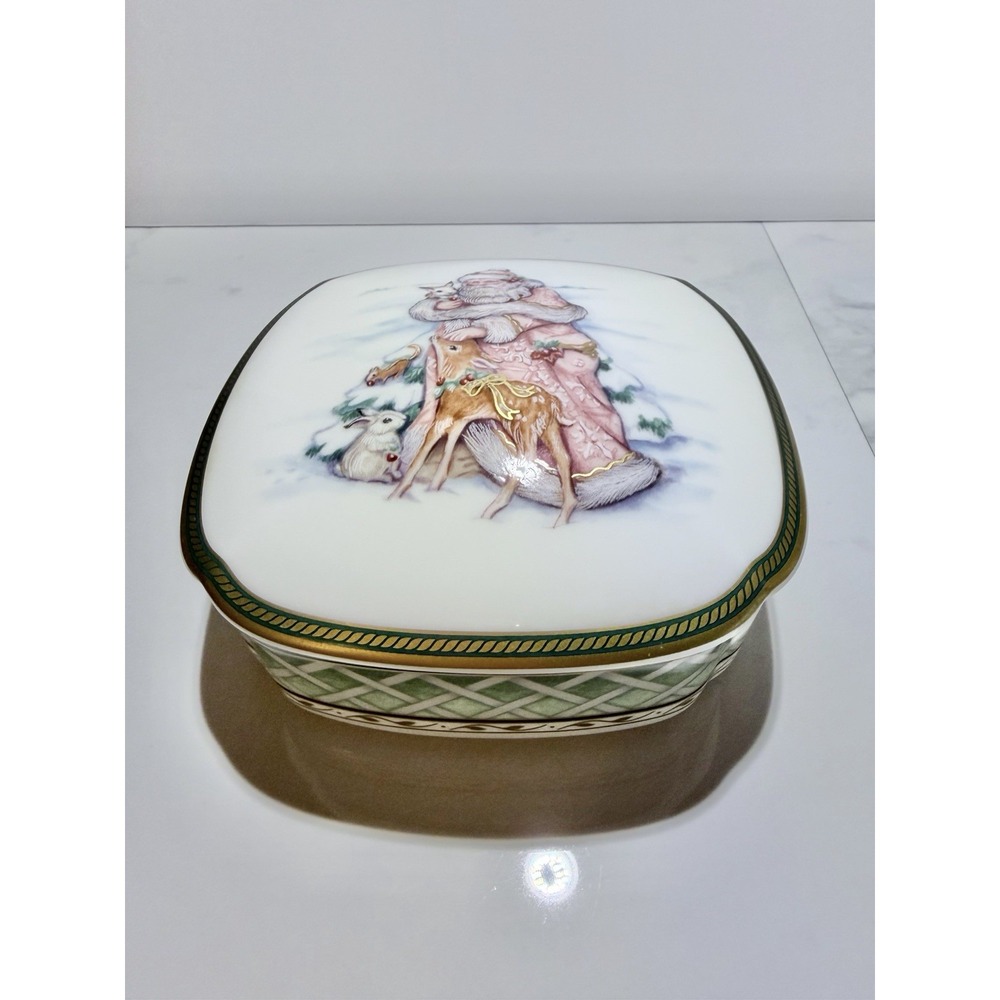 Fitz & Floyd Classic Choices Winter Holiday Lidded Trinket Box Candy Dish 5" - Picture 1 of 10